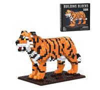 3D Leopard Building Blocks Model with Display Base, DIY Wild Animal Bricks Model, Realistic Animal Series Construction Toy for Adults & Teens, Creative STEM Gift (119-4)