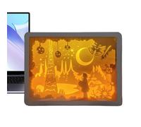 3D Light Boxes, 3D Light Box - Shade Lamp Box - Shadow Boxes LED Light Paper Sculptures Light Decorative Bedside Lamps for Desktop