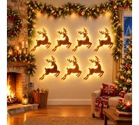 3D Light up Wooden Reindeer Christmas Decorations,LED Reindeer Wall Decor，C | Warm Backlit Peel & Stick Entryway Glow, LED Reindeer Wall Christmas Decorations for Hallways, Bedrooms, Living Areas