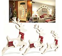 3D Light-Up Wooden Reindeer Decor,12Pc LED Wall Art for Christmas (12" E)
