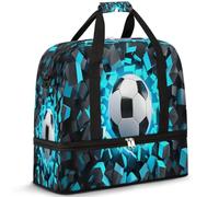 3D Light Wall Football Travel Duffel Bag for Women Men, Football Pattern Foldable Sports Gym Bag Weekend Overnight Totes Carry on Cabin Bag with Shoes Compartment