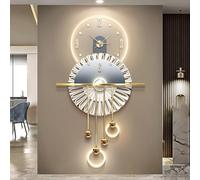 3D Lighted Wall Art with Clock, Crystal Porcelain Glowing Decor for Living Room, LED Backlit Silent Non-Ticking Modern Landscape (Type C 50x100cm/19.7x39.3in)