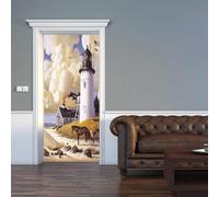 3D Lighthouse Building Landscape Mural Sickers Door Sticker Wallpaper Decals Home Decoration Door Stickers for Interior Doors The Doors Vinyl 88 X 200 Cm - Children's Room Boys and Gir-33731027790336
