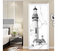 3D Lighthouse Building Landscape Sticker Horse Door Stickers Self Adhesive Door Murals Stickers Murals Stick Waterproof Door Decal Vinyl Door Wall Murals Door Wallpaper Sticker 77 X 20-41828341156610