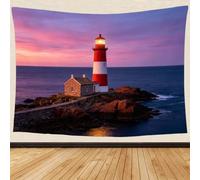 3D Lighthouse Tapestry Wall Hanging Ocean Sunset Large Tapestry 200x150 cm Printed Tapestries for Bedroom Dorm Living Room Backdrop Wall Art Aesthetic Home Decor Blanket C.194