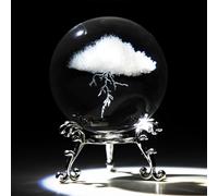 3D Lightning Cloud Crystal Decorative Ball Paperweight with Stand,60mm
