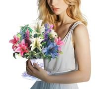3D Lily Tabletop Display, Elegant Floral Decor for Home, Office, Wedding, Anniversary,Mother's Day, Sympathy Gift, Unique Desk Decor for Women
