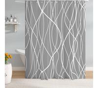 3D Lines Shower Curtain Geometric Pattern Shower Curtains Mould Proof Resistant Waterproof Polyester Fabric Bathroom Curtains 120 x 200 cm Bath Curtain for Wet Rooms D-4