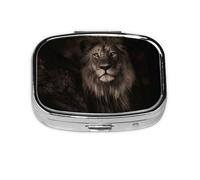 3D Lion Fall,Meta Pill Box 2 Compartment Medicine Case,Portable Organizer,Rectangle Meta Portable Organizer Pill Box 915 Compartment Medicine Case