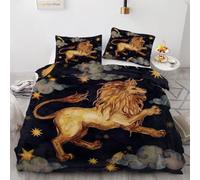 3D Lion King Size Duvet Cover Set 220x230cm 3 piece Soft Microfiber Reversible Bedding Set Animal Comforter Cover with Zipper Closure Quilt Cover with 2 Pillowcase 50x75cm(Image 4-13)