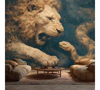 3D Lion Mural Wallpaper, Snake Oil Painting Animal Wallpaper for Bedroom, Living Room, TV Backdrop, Office, 3D Large Wall Mural Non-Woven Wall Paper 450 x 315 cm (WxH) TTX56