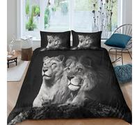 3D Lion Print Duvet Set Microfiber Bedding Teens Gift