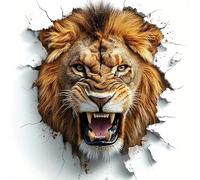 3D Lion Soaring Over Mountains PVC Vinyl Car Decals Stickers Waterproof Self-Adhesive Decals for Cars, Laptops, Trucks, Motorcycles Wall Window Luggage Scratch Cover Door Decor Sticker