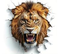 3D Lion Soaring Over Mountains PVC Vinyl Car Decals Stickers Waterproof Self-Adhesive Decals for Cars, Laptops, Trucks, Motorcycles Wall Window Luggage Scratch Cover Door Decor Sticker