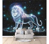 3D Lion Wallpaper 200x140cm, Universe Starry Sky Photo Wallpaper,Modern Art Wall Murals,for Living Room Bedroom Decoration, Easy to Install