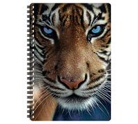 3D LiveLife A5 Notebook - Blue Eyes from Deluxebase. Spiral Bound Lined Notebook with 80 Recycled Pages, 3D Tiger Art Notebooks for Work, Gifts and School Supplies, (21 x 14.5 cm).