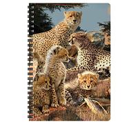 3D LiveLife A5 Notebook - Cheetah Clan from Deluxebase. Spiral Bound Lined Notebook with 80 Recycled Pages, 3D Cheetah Art Notebooks for Work, Gifts and School Supplies, (21 x 14.5 cm).