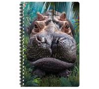 3D LiveLife A5 Notebook - Close Encounter from Deluxebase. Spiral Bound Lined Notebook with 80 Recycled Pages, 3D Hippo Art Notebooks for Work, Gifts and School Supplies, (21 x 14.5 cm).