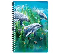 3D LiveLife A5 Notebook - Dolphin Kelp Bed from Deluxebase. Spiral Bound Lined Notebook with 80 Recycled Pages, 3D Dolphin Art Notebooks for Work, Gifts and School Supplies, (21 x 14.5 cm).