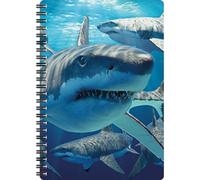 3D LiveLife A5 Notebook - Great White Sharks from Deluxebase. Spiral Bound Lined Notebook with 80 Recycled Pages, 3D Shark Art Notebooks for Work, Gifts and School Supplies,(21 x 14.5 cm).