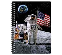 3D LiveLife A5 Notebook - Moon Landing from Deluxebase. Spiral Bound Lined Notebook with 80 Recycled Pages, 3D Space Art Notebook. A5 Notebook for Superb School or Office Stationery.