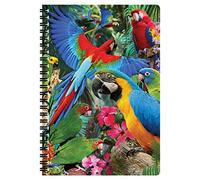 3D LiveLife A5 Notebook - Parrot Pandemonia from Deluxebase. Spiral Bound Lined Notebook with 80 Recycled Pages, 3D Parrot Art Notebooks for Work, Gifts and School Supplies, (21 x 14.5 cm).