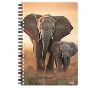 3D LiveLife A5 Notebook - Sunset Stroll from Deluxebase. Spiral Bound Lined Notebook with 80 Recycled Pages, 3D Elephant Art Notebooks for Work, Gifts and School Supplies, (21 x 14.5 cm).
