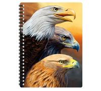 3D LiveLife A5 Notebook - Three Eagles from Deluxebase. Spiral Bound Lined Notebook with 80 Recycled Pages, 3D Eagle Art Notebooks for Work, Gifts and School Supplies, (21 x 14.5 cm).