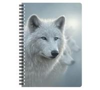 3D LiveLife A5 Notebook - White Out from Deluxebase. Spiral Bound Lined Notebook with 80 Recycled Pages, 3D Wolf Notebooks for Work, Gifts and School Supplies, (21 x 14.5 cm).