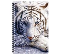 3D LiveLife A5 Notebook - White Tiger Repose from Deluxebase. Spiral Bound Lined Notebook with 80 Recycled Pages, 3D Animal Art Notebooks for Work, Gifts and School Supplies, (21 x 14.5 cm)