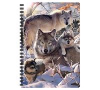 3D LiveLife A5 Notebook - Winter Wolves from Deluxebase. Spiral Bound Lined Notebook with 80 Recycled Pages, 3D Animal Art Notebooks for Work, Gifts and School Supplies, (21 x 14.5 cm)