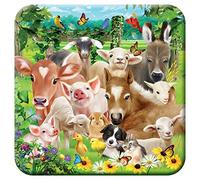 3D LiveLife Cork Coaster - Baby Farm Animals from Deluxebase. Lenticular 3D Cork Animal Coaster. Non-slip drinks mat with original artwork licensed from renowned artist, Michael Searle