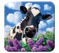 3D LiveLife Cork Coaster - Curious Cow from Deluxebase. Lenticular 3D Cork Farm Coaster. Non-slip drinks mat with original artwork licensed from renowned artist, Jerry LoFaro