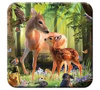 3D LiveLife Cork Coaster - Deer at Dawn from Deluxebase. Lenticular 3D Deer Drink & Mug Coasters. Fun Animal Gifts for Women and Men. Novelty Kitchen and Decorative Home Accessories.