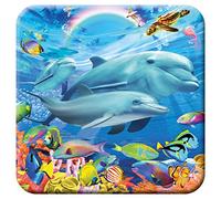 3D LiveLife Cork Coaster - Dolphin Family from Deluxebase. Lenticular 3D Cork Ocean Coaster. Non-slip drinks mat with original artwork licensed from renowned artist, Michael Searle