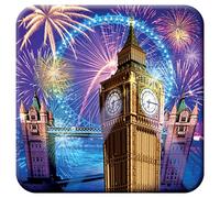 3D LiveLife Cork Coaster - London Eye & Big Ben from Deluxebase. Lenticular 3D London Drink & Mug Coasters. Fun Gifts for Women and Men. Novelty Kitchen and Decorative Home Accessories.