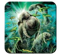 3D LiveLife Cork Coaster - Manatees from Deluxebase. Lenticular Safari Animal Drink Coasters. Funny Gifts for Women and Men. Cute Novelty Kitchen Gift Ideas and Decorative Home Accessories