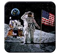 3D LiveLife Cork Coaster - Moon Landing from Deluxebase. Lenticular 3D Planet Drink & Mug Coasters. Fun Space Gifts for Women and Men. Novelty Kitchen and Decorative Home Accessories.