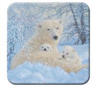 3D LiveLife Cork Coaster - Northern Family from Deluxebase. Lenticular Polar Bear Drink Coasters. Funny Gifts for Women and Men. Cute Novelty Kitchen Gift Ideas and Decorative Home Accessories