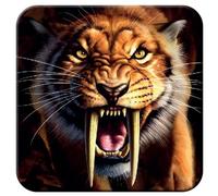 3D LiveLife Cork Coaster - Sabertooth from Deluxebase. Lenticular Wild Animal Drink Coasters. Funny Gifts for Women and Men. Cute Novelty Kitchen Gift Ideas and Decorative Home Accessories