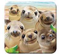 3D LiveLife Cork Coaster - Sea Lion Snap from Deluxebase. Lenticular 3D Cork Ocean Coaster. Non-slip drinks mat with original artwork licensed from renowned artist, Michael Searle