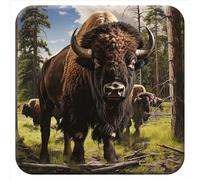 3D LiveLife Cork Coaster - The Head of the Herd from Deluxebase. Lenticular 3D Bison Drink & Mug Coasters. Fun Animal Gifts for Women and Men. Novelty Kitchen and Decorative Home Accessories.