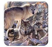 3D LiveLife Cork Coaster - Winter Wolves from Deluxebase. Lenticular 3D Cork Wolf Coaster. Non-slip drinks mat with original artwork licensed from renowned artist, David Penfound