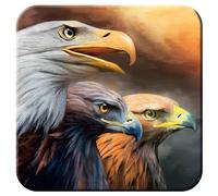 3D LiveLife Cork Coasters - Three Eagles from Deluxebase. Drinks Coaster with Lenticular 3D Animal Image. Non-Slip Protective Table Drink Mat for Home Decor and Decorative Accessories.