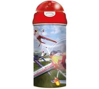 3D LiveLife Drinking Bottle - Air Race from Deluxebase. 3D Lenticular 600ml BPA Free Reusable Red Water Bottle with Straw and Flip Top Lid. Leak Proof Drinks Bottles with Aircraft Design.