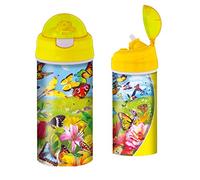 3D LiveLife Drinking Bottle - Butter Flutter from Deluxebase. 3D Lenticular 600ml BPA Free Reusable Yellow Water Bottle with Straw & Flip Top Lid. Leak Proof Animal Drinks Bottles Butterfly Design.
