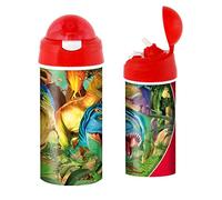 3D LiveLife Drinking Bottle - Dino Smiles from Deluxebase. 3D Lenticular 600ml BPA Free Reusable Red Water Bottle with Straw and Flip Top Lid. Leak Proof Jurassic Drinks Bottles with Dinosaur Design.