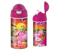 3D LiveLife Drinking Bottle - Flamingo Lingo from Deluxebase. 3D Lenticular 600ml BPA Free Reusable Pink Water Bottle with Straw & Flip Top Lid. Leak Proof Animal Drinks Bottles with Flamingo Design.
