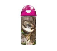 3D LiveLife Drinking Bottle - Hangin' Around from Deluxebase. 3D Lenticular 600ml BPA Free Reusable Purple Water Bottle with Straw and Flip Top Lid. Leak Proof Animal Drinks Bottles with Sloth Design.