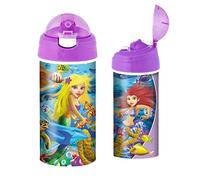 3D LiveLife Drinking Bottle - Mermaid Magic from Deluxebase. 3D Lenticular 600ml BPA Free Reusable Purple Water Bottle with Straw & Flip Top Lid. Leak Proof Fantasy Drinks Bottles with Mermaid Design.